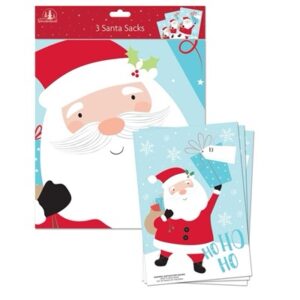 3 Plastic Santa Sacks